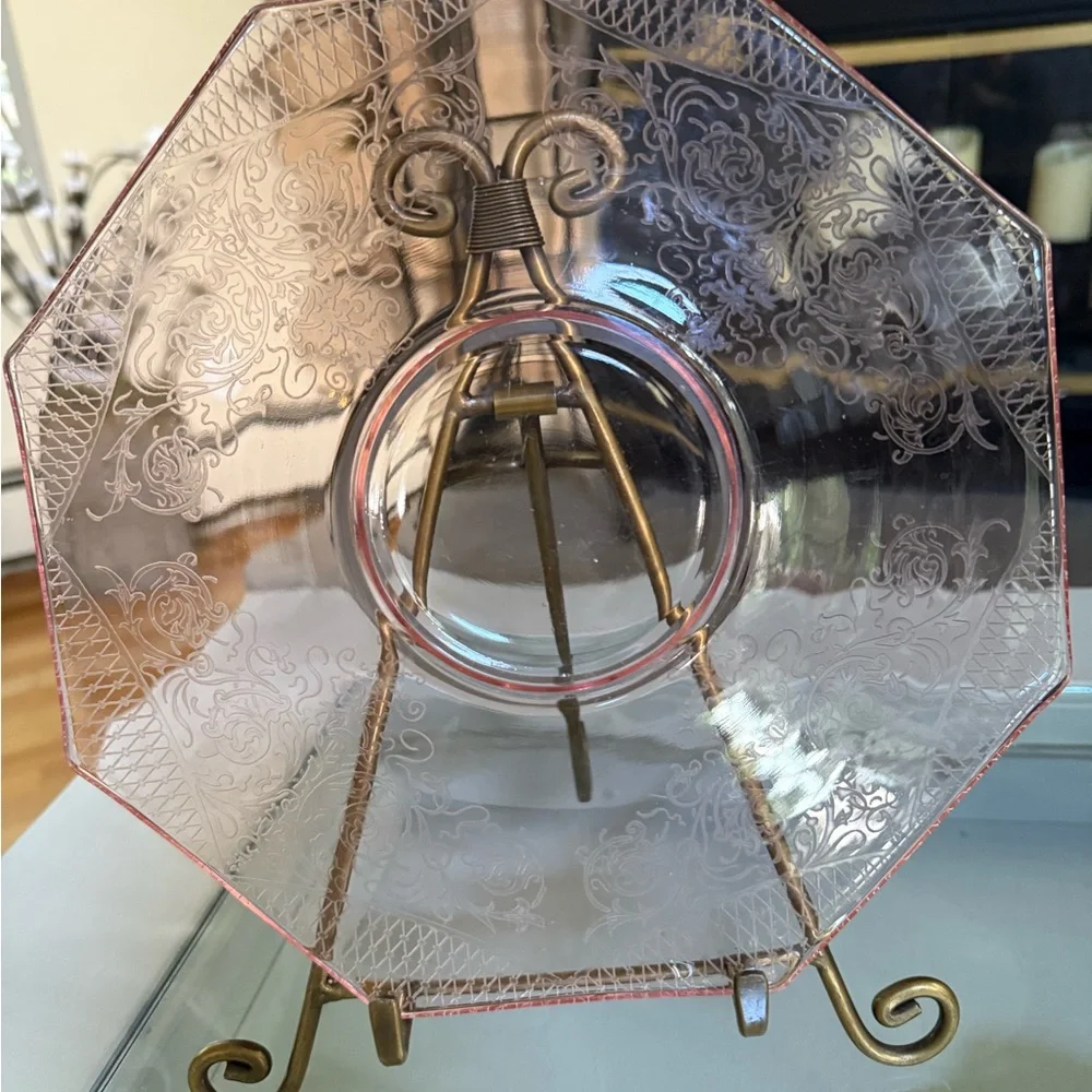 Vintage Octagon Pink Depression Glass Plate